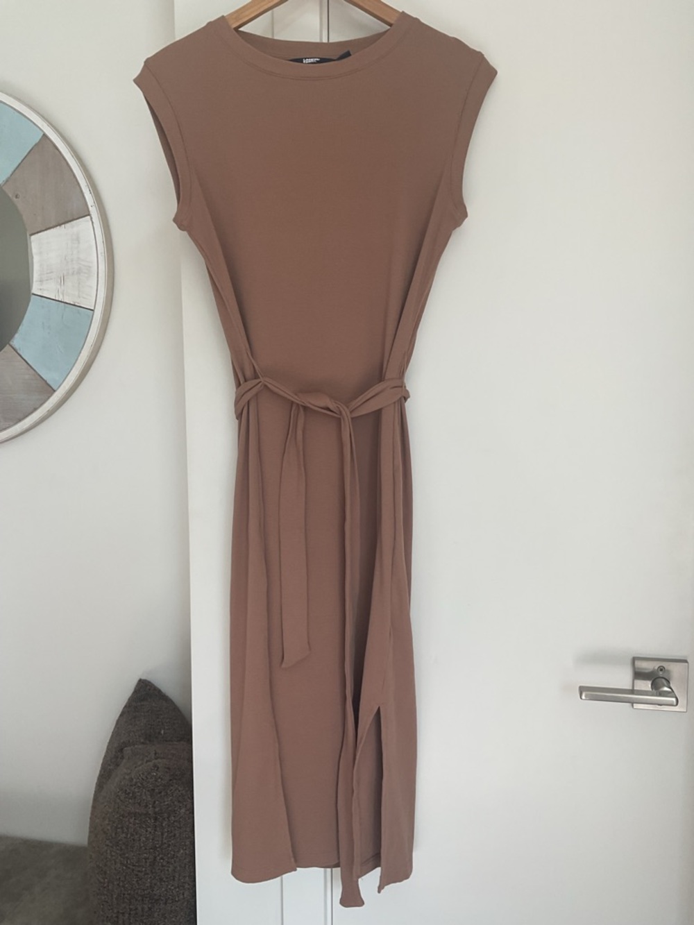 NWOT Lands End Sleeveless Rib Dress in a Warm Tawny Brown.
